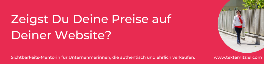 Preise auf der Website