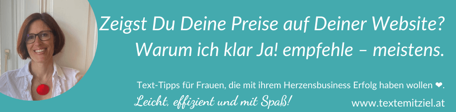Preise auf der Website Zeigst Du Deine Preise online?